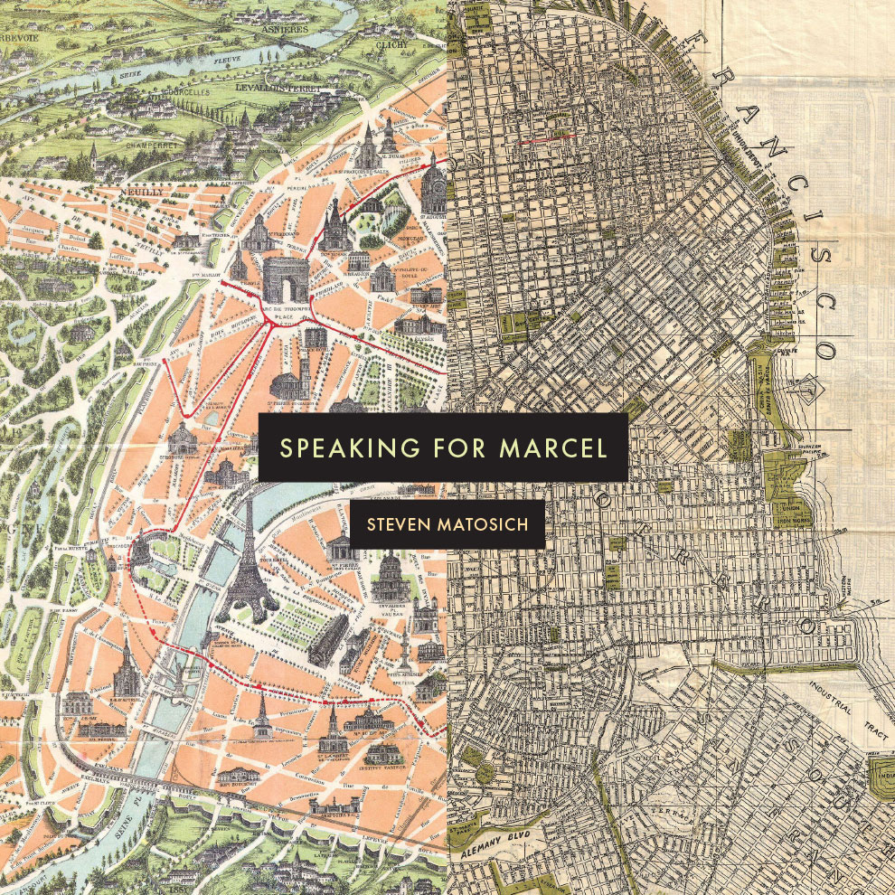 Initial cover: vintage map split diagonally with a colorful old Paris and B&W modern grid; elegant design.