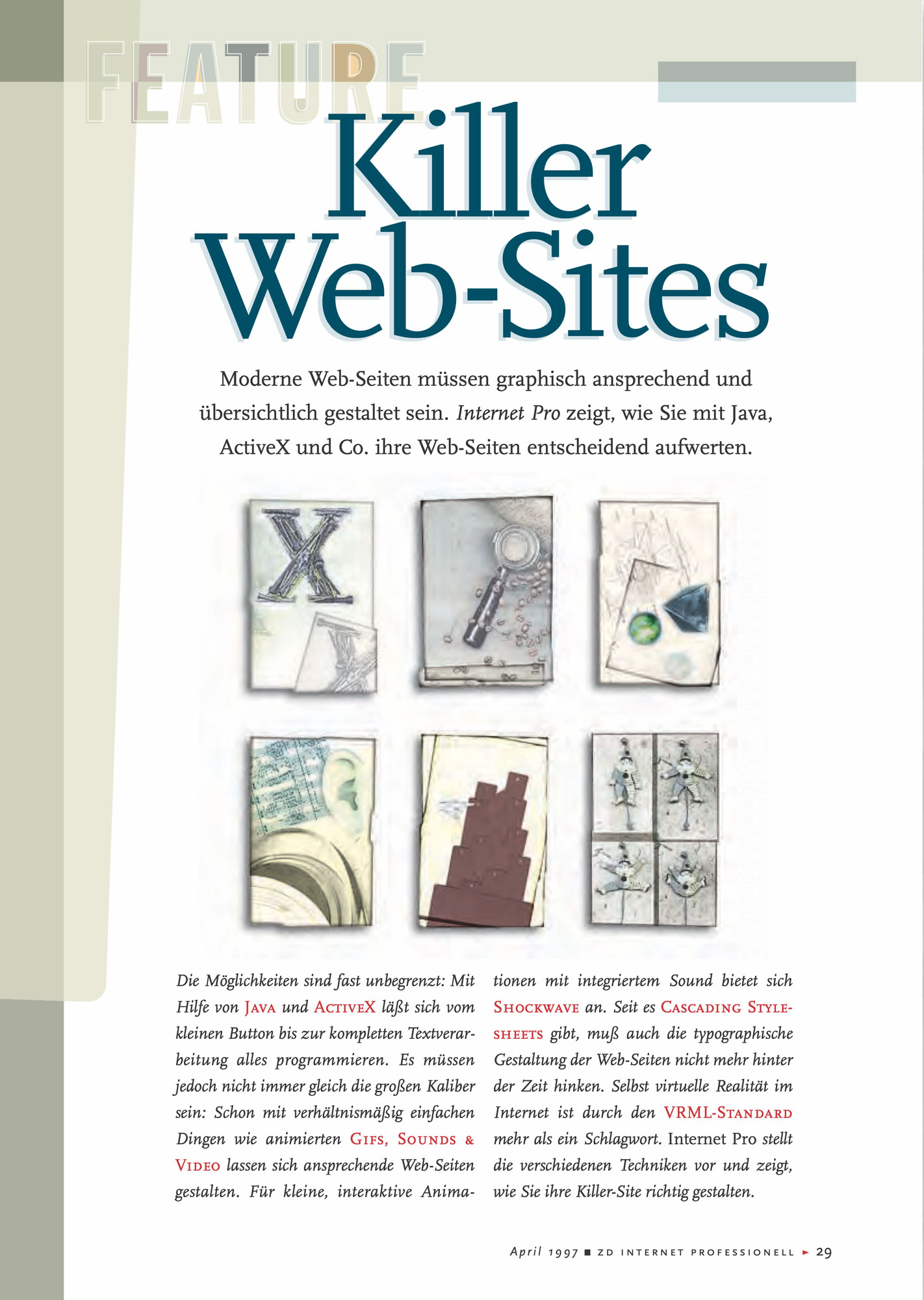 Grid of six illustrated websites, reflecting a clean layout for practical web development.